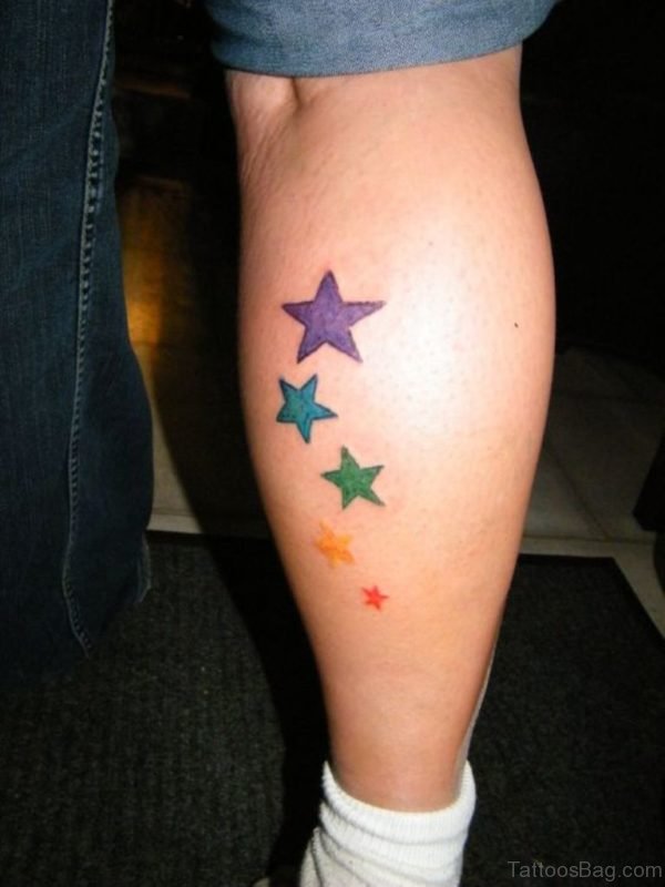Star Tattoo Design On Leg