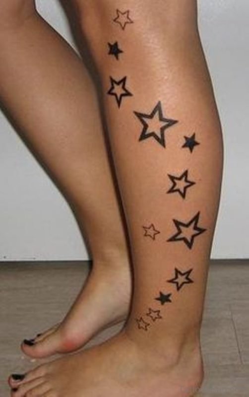 Star Tattoo On Leg