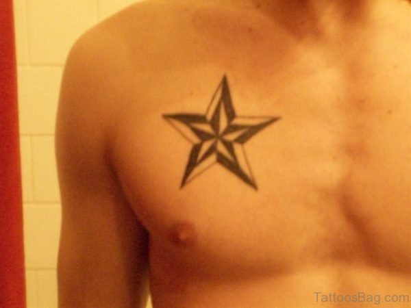 Star Tattoo On Man Chest