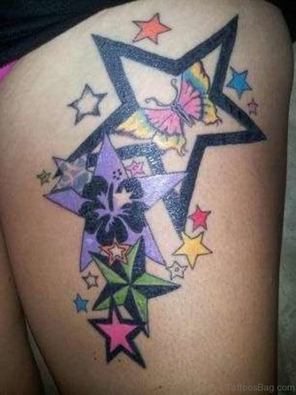 Star Tattoo On Thigh