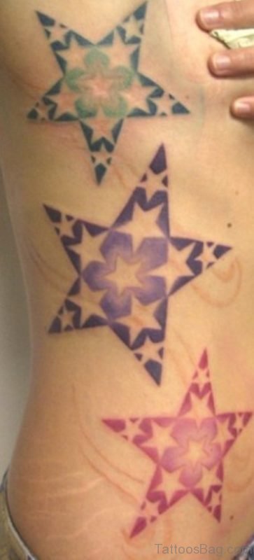 Stars Tattoo On Rib