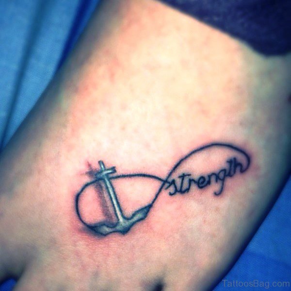 Strength Anchor Tattoo With Infinity Design