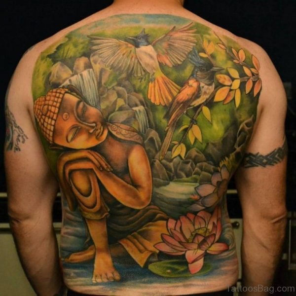 Stunning Buddha Tattoo On Back