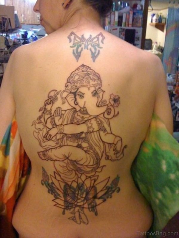 Stunning Ganesha Tattoo On Back