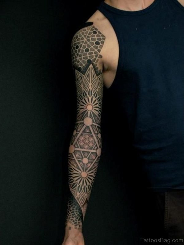 Stunning Geometric Full Sleeve Tattoo