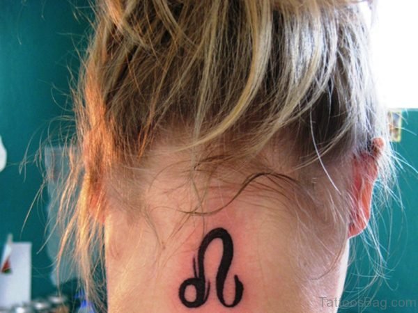 Stunning Leo Zodiac Tattoo On Neck 