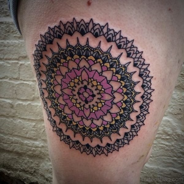 Stunning Mandala Tattoo  On Thigh