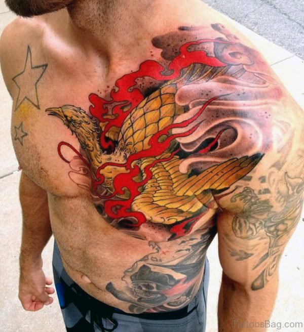 45 Colorful Phoenix Shoulder Tattoos 5085