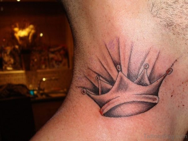 Stunning Queen Crown Tattoo On Neck