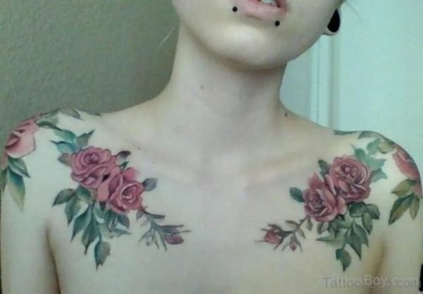 Stunning Rose Tattoo Design On Chest