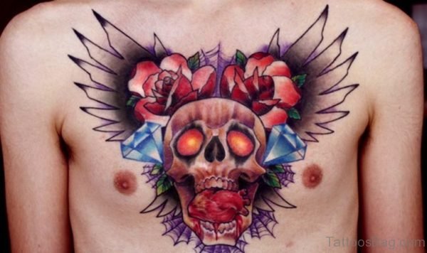 Stunning Skull Tattoo On Chest