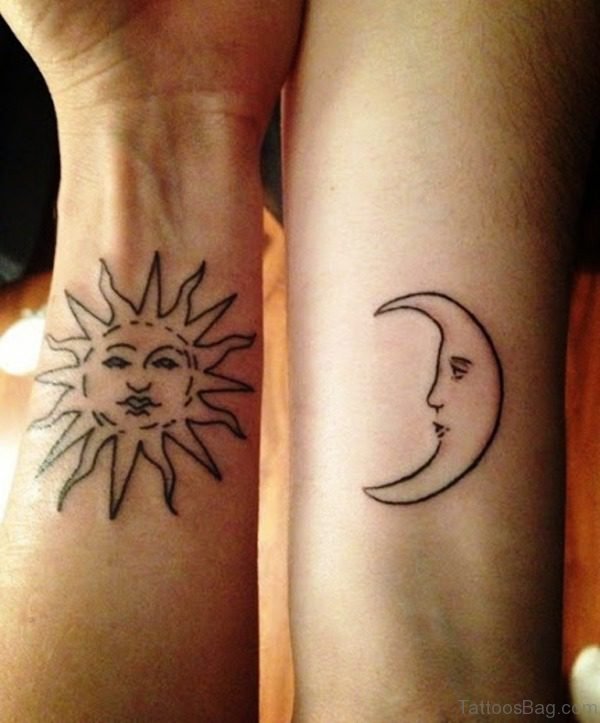Stunning Sun And Moon Tattoo On Arm