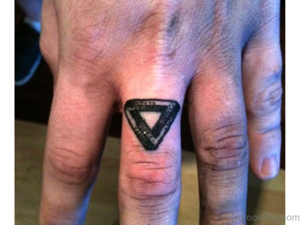 Stunning Triangle Tattoo On Finger 