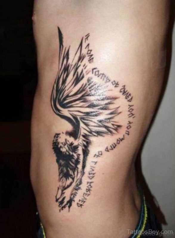 Stylish Angel Tattoo On Rib