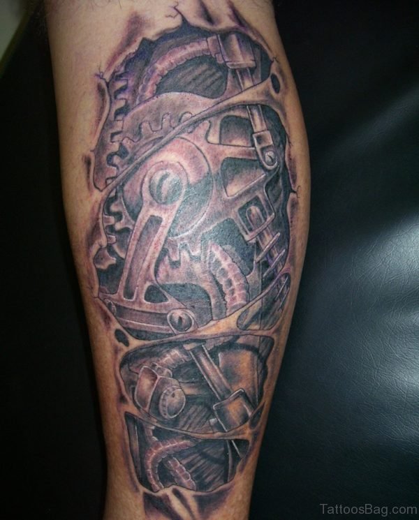 Stylish Biomechanical Tattoo Design