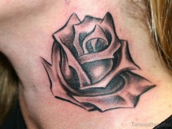 Stylish Black And Grey Rose Tattoo Design