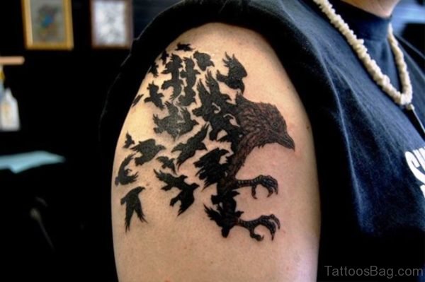 Stylish Black Birds Tattoo Design