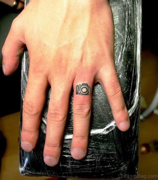 Stylish Camera Finger Tattoo
