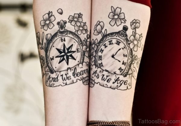 Stylish Clock Wrist Tattoo 