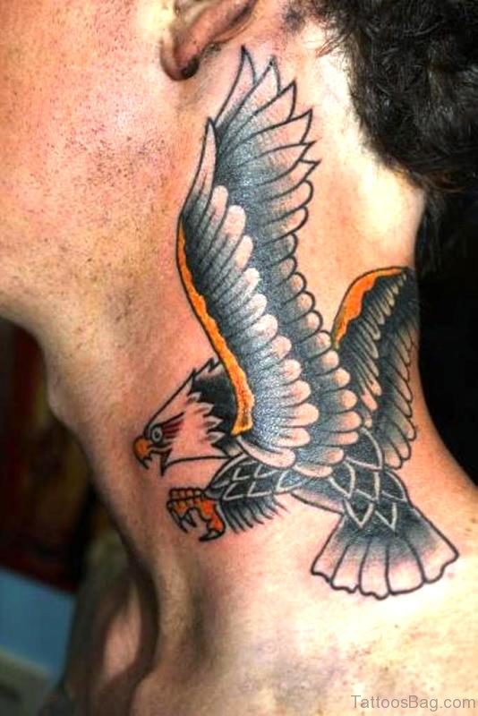 Stylish Eagle Tattoo On Neck