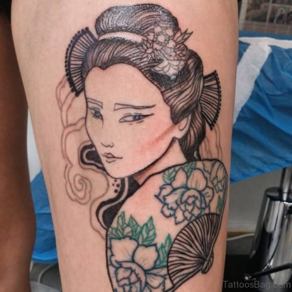Stylish Geisha Tattoo 