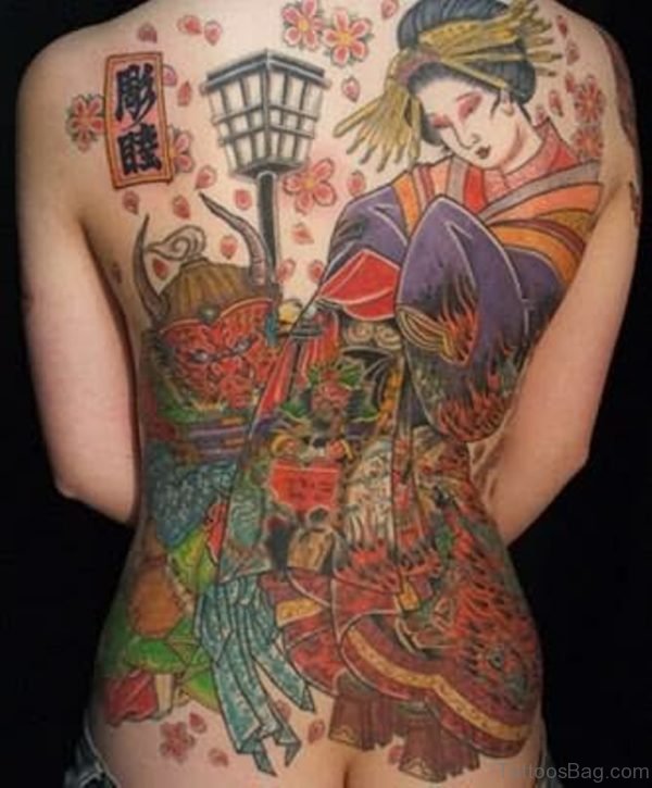 Stylish Geisha Tattoo