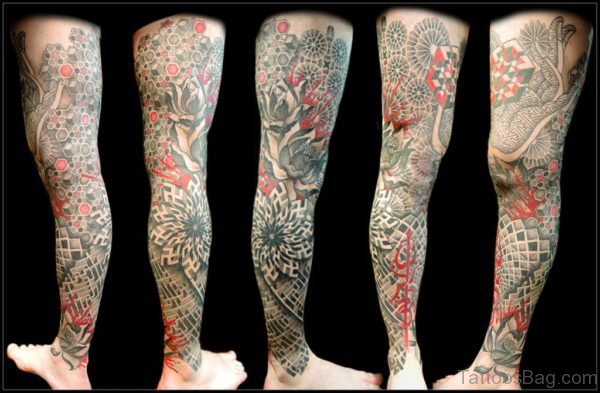 Stylish Geometric Tattoo On Leg