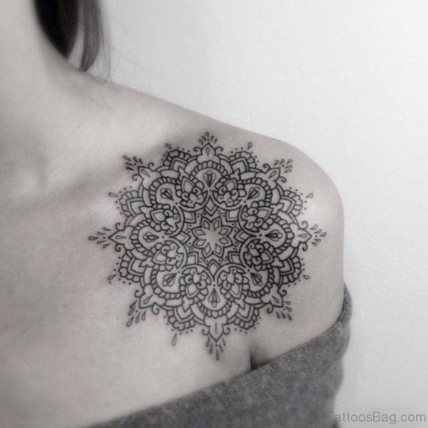 Stylish Mandala Tattoo On Shoulder