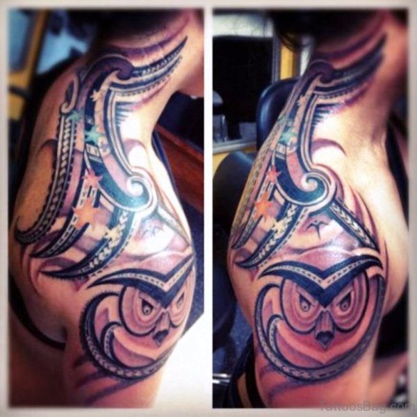 Stylish Maori Shoulder Tattoo 