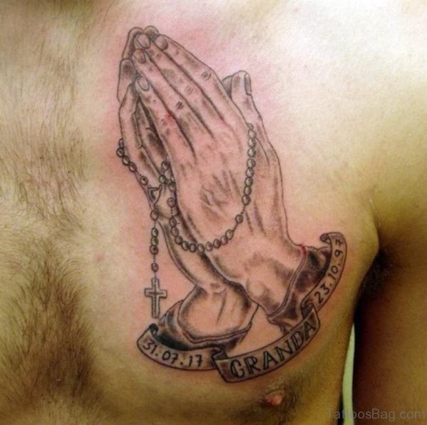 Stylish Praying Hands Tattoo