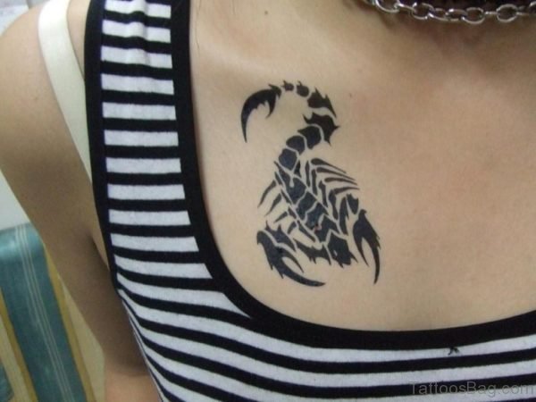 Stylish Scorpion Tattoo On Chest