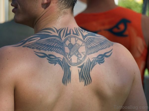 Stylish Tribal Tattoo On Back 