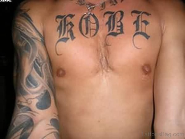 Stylish Word Tattoo On Chest For Men