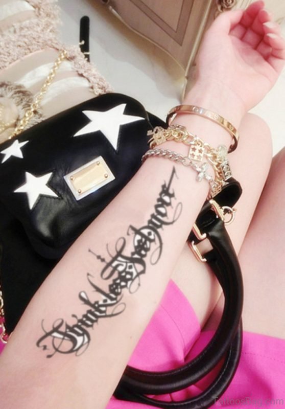 Stylish Wording Tattoo On Wrist