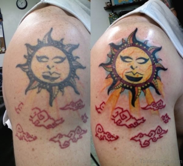 Sun And Cloud Tattoo