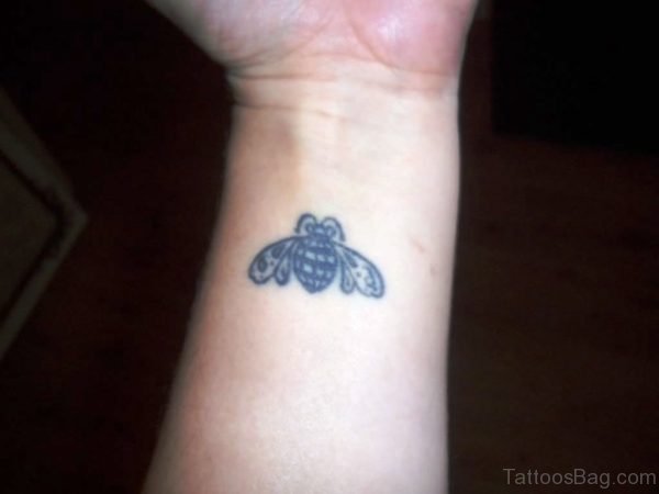 Superb Bee Tattoo On Wrist 