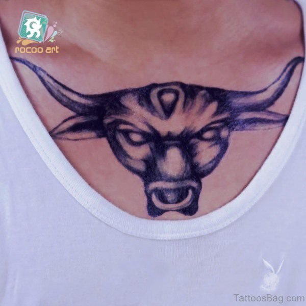 Superb Bull Tattoo On Chest