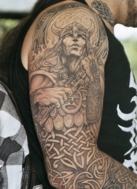 Superb Celtic Viking Tattoo On Full Sleeve For Men