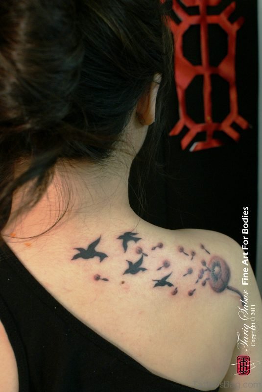 Superb Dandelion Tattoo On Shoulder