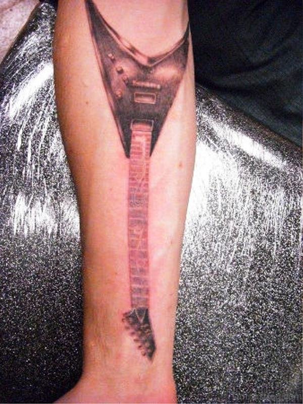 Superb Guitar Tattoo Design On Forearm