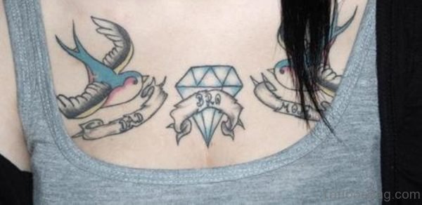 Swallow And Diamond Tattoo