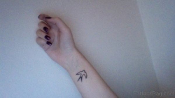 Swallow Outline Tattoo On Wrist