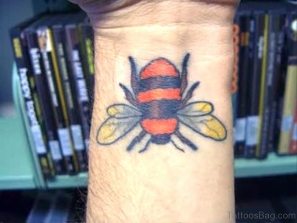 Sweet Bee Tattoo On Wrist 