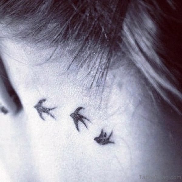 Sweet Birds Tattoo On Neck