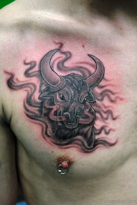 Sweet Bull Tattoo On Chest