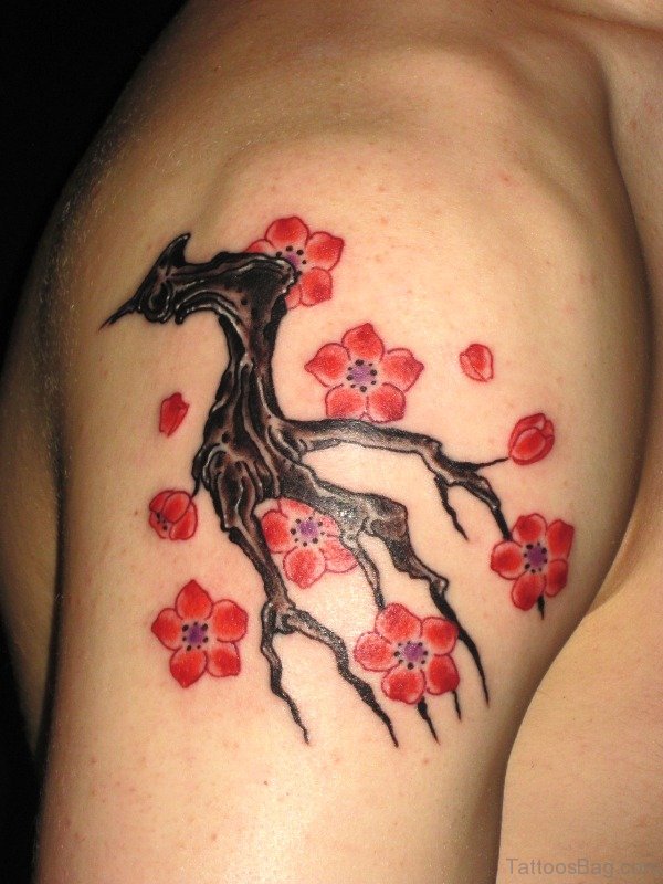 Sweet Cherry Blossom Flower Tattoo Design