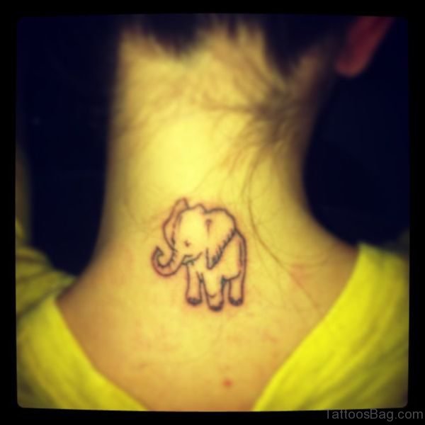 Sweet Elephant Neck Tattoo Design