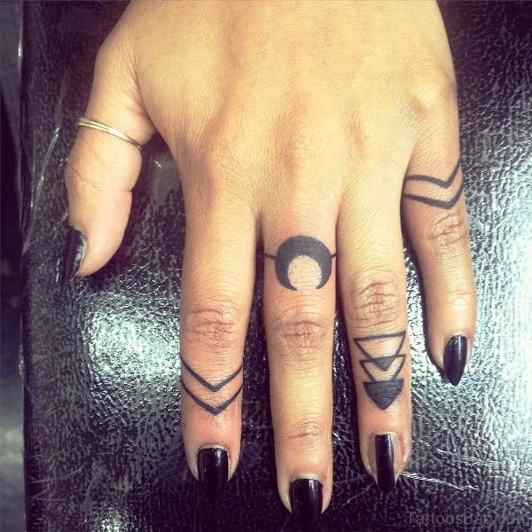 Sweet Half Moon Tattoo On Finger 