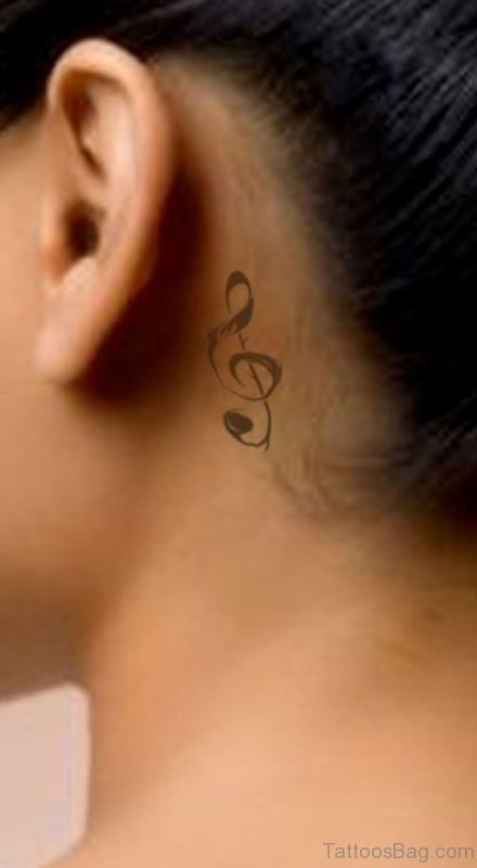 Sweet Music Note Tattoo On Neck