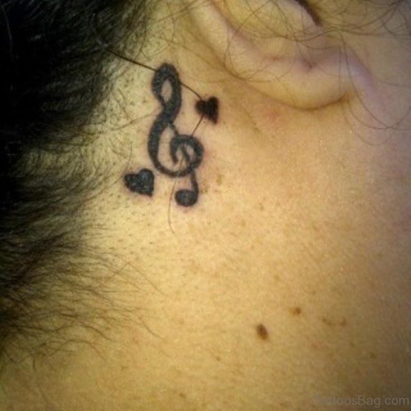 Sweet Music Tattoo Design On Neck